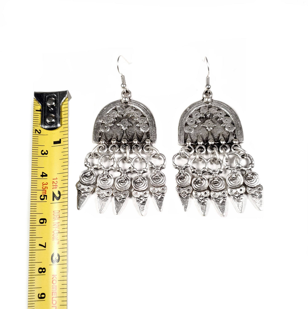 Boho Tassel Pewter Earrings