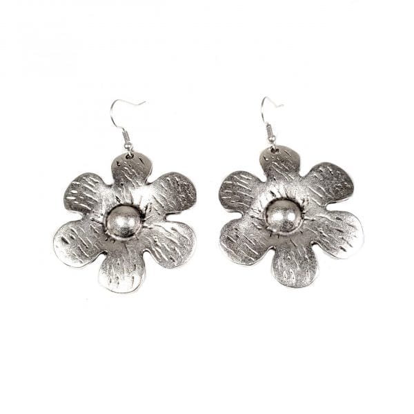 Ancient Bazaar earrings Big Flower Pewter Earrings