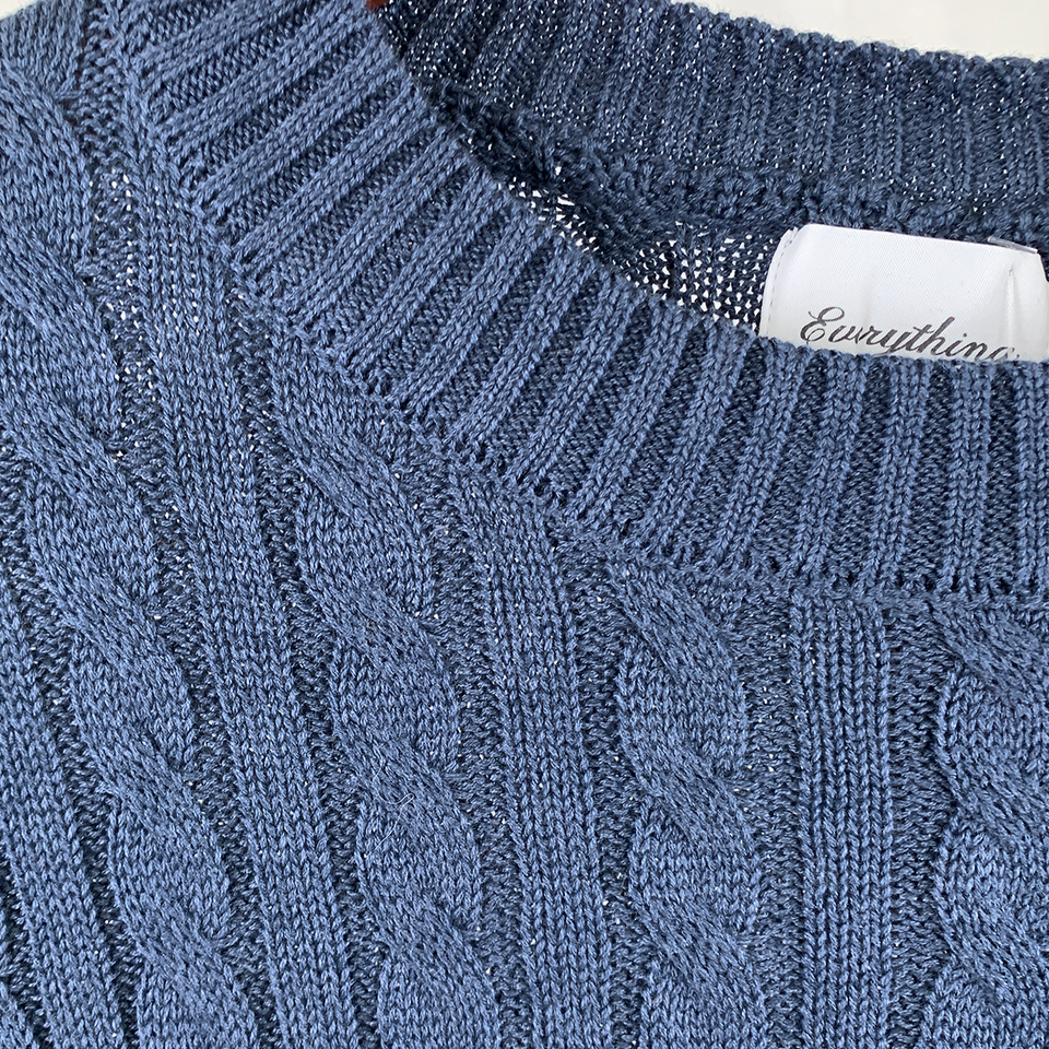 Everything Cable Knit Sweater - Bijou Blue