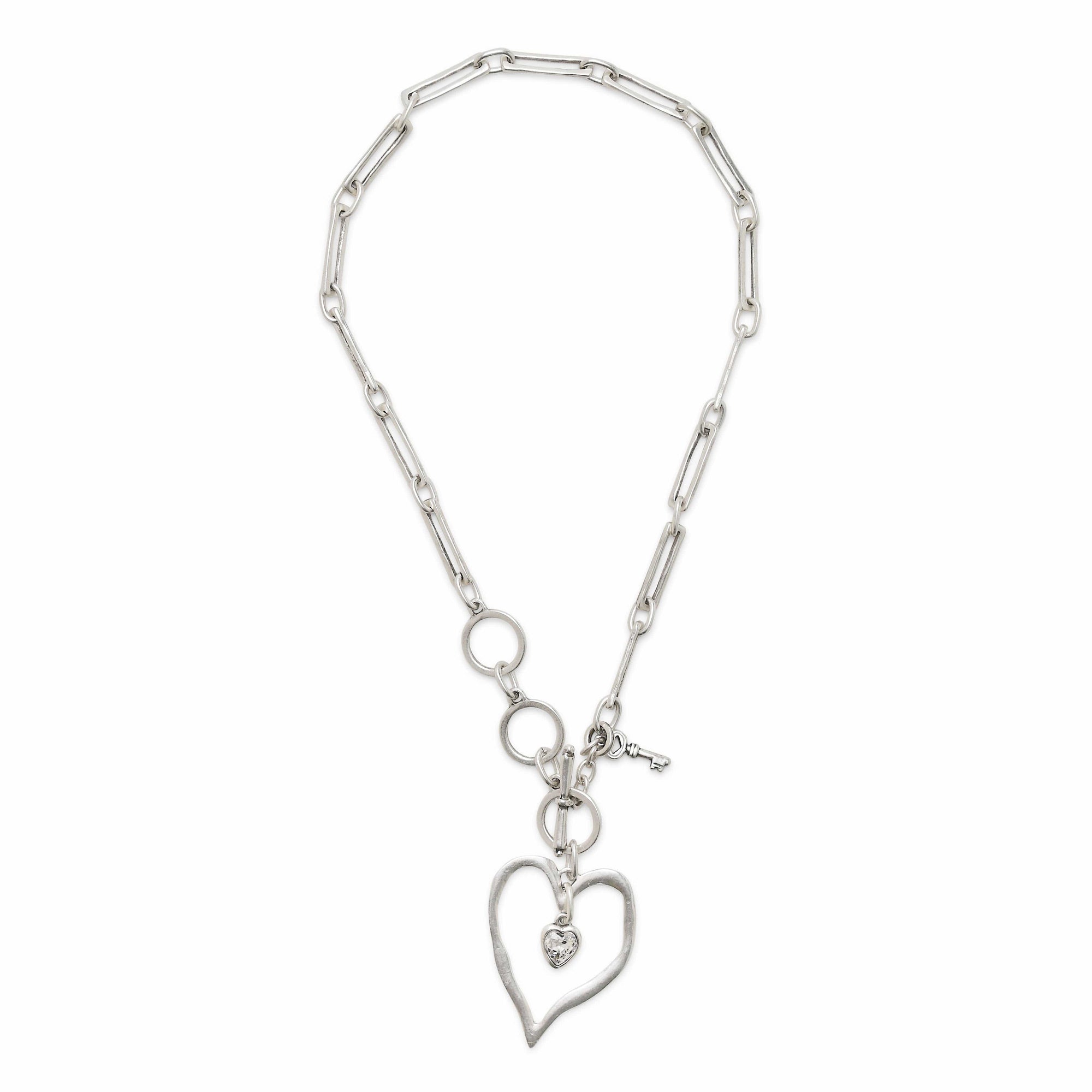 Chanour Necklace Handmade Heart Pewter Necklace - 3860HEART CRYSTAL