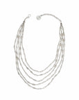 Chanour Necklace Handmade Multi Chain Pewter Necklace - SLVR1055