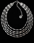 Chanour Necklace Handmade Multi Chain Pewter Necklace - SLVR1055