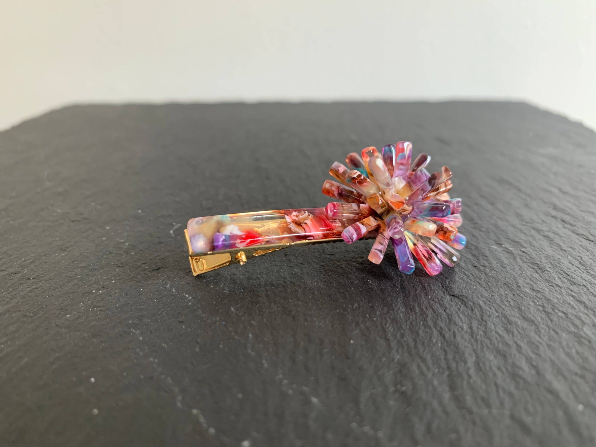 Cookie & the Dude Hair Accessory rainbow sherbet PomPom Burst Hair Clip  ((Side Hustle Accessories))