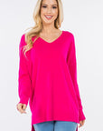 Dreamers top Fuchsia / Medium/Large Dreamers Basic V-Neck Sweater