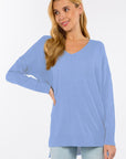 Dreamers top Heather Blue / Small/Medium Dreamers Basic V-Neck Sweater