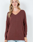 Dreamers top Heather Clove / Small/Medium Dreamers Basic V-Neck Sweater