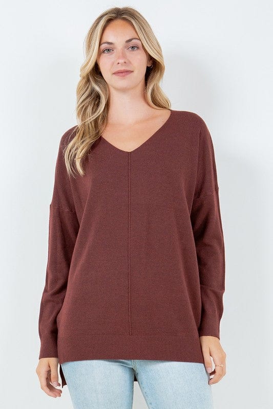 Dreamers top Heather Clove / Small/Medium Dreamers Basic V-Neck Sweater