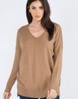 Dreamers top Heather Latte / Medium/Large Dreamers Basic V-Neck Sweater