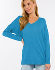 Dreamers top Heather Marlin Blue / Small/Medium Dreamers Basic V-Neck Sweater