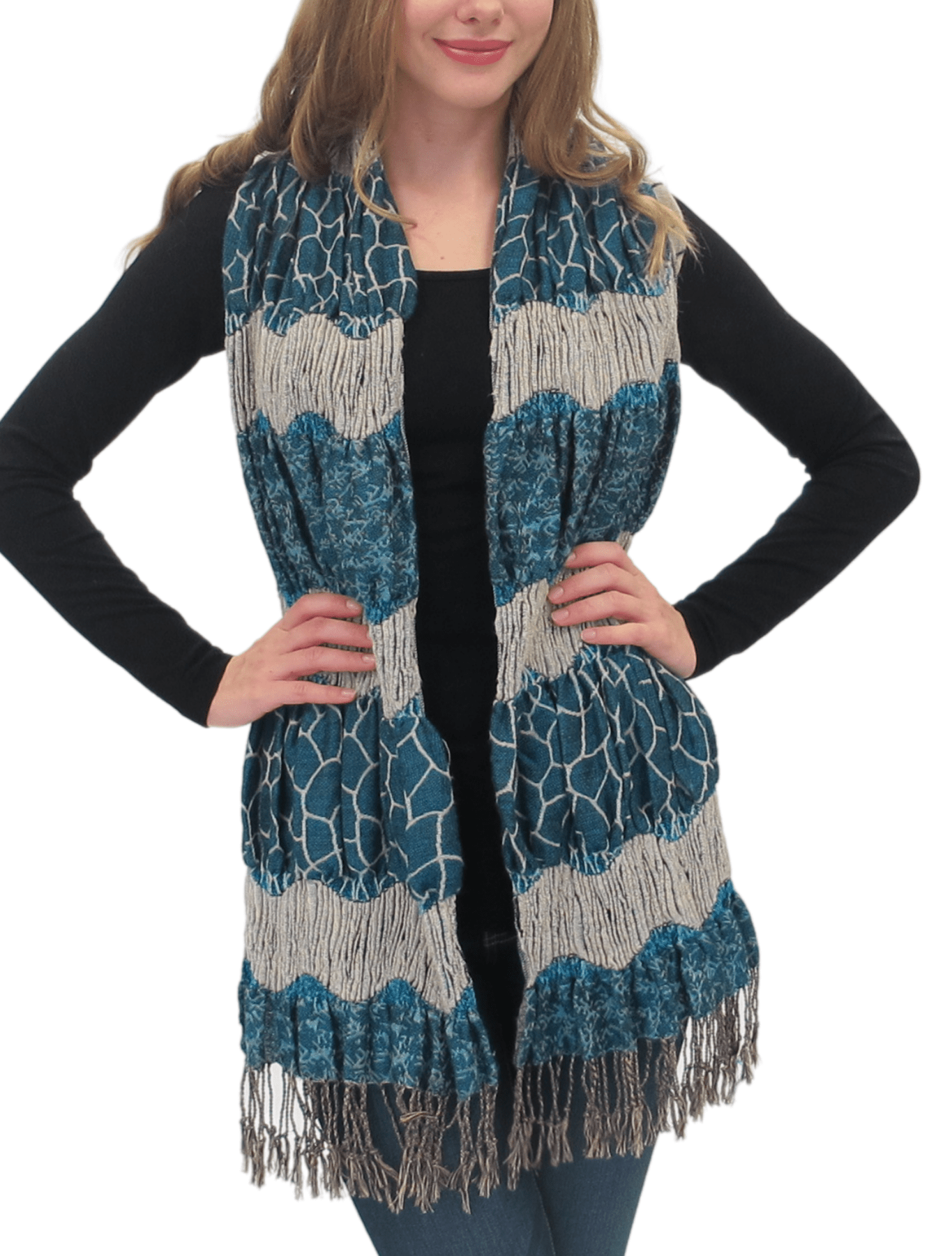 ELIETIAN Teal Safari Scarf