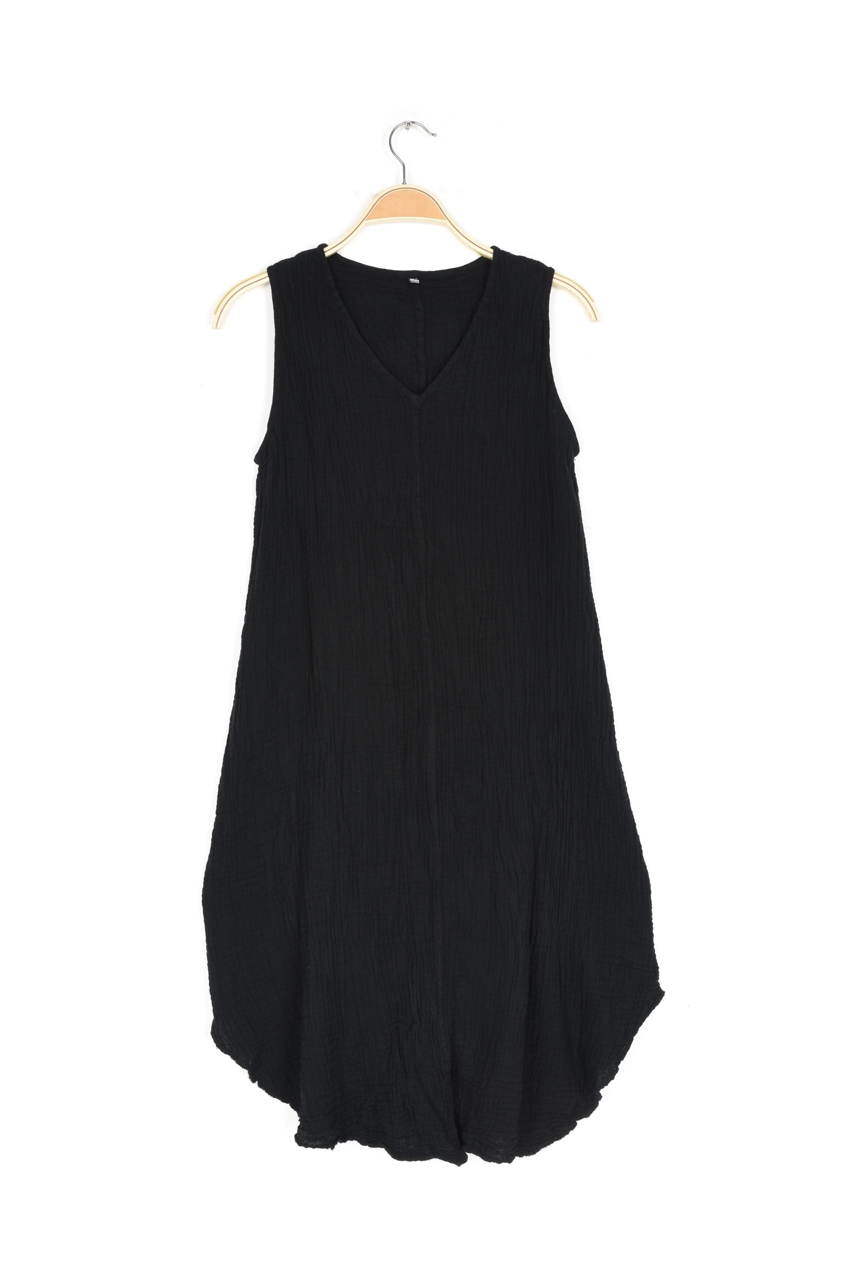 Haystacks dress Black / Small/Medium Thai Cotton V Neck Dress