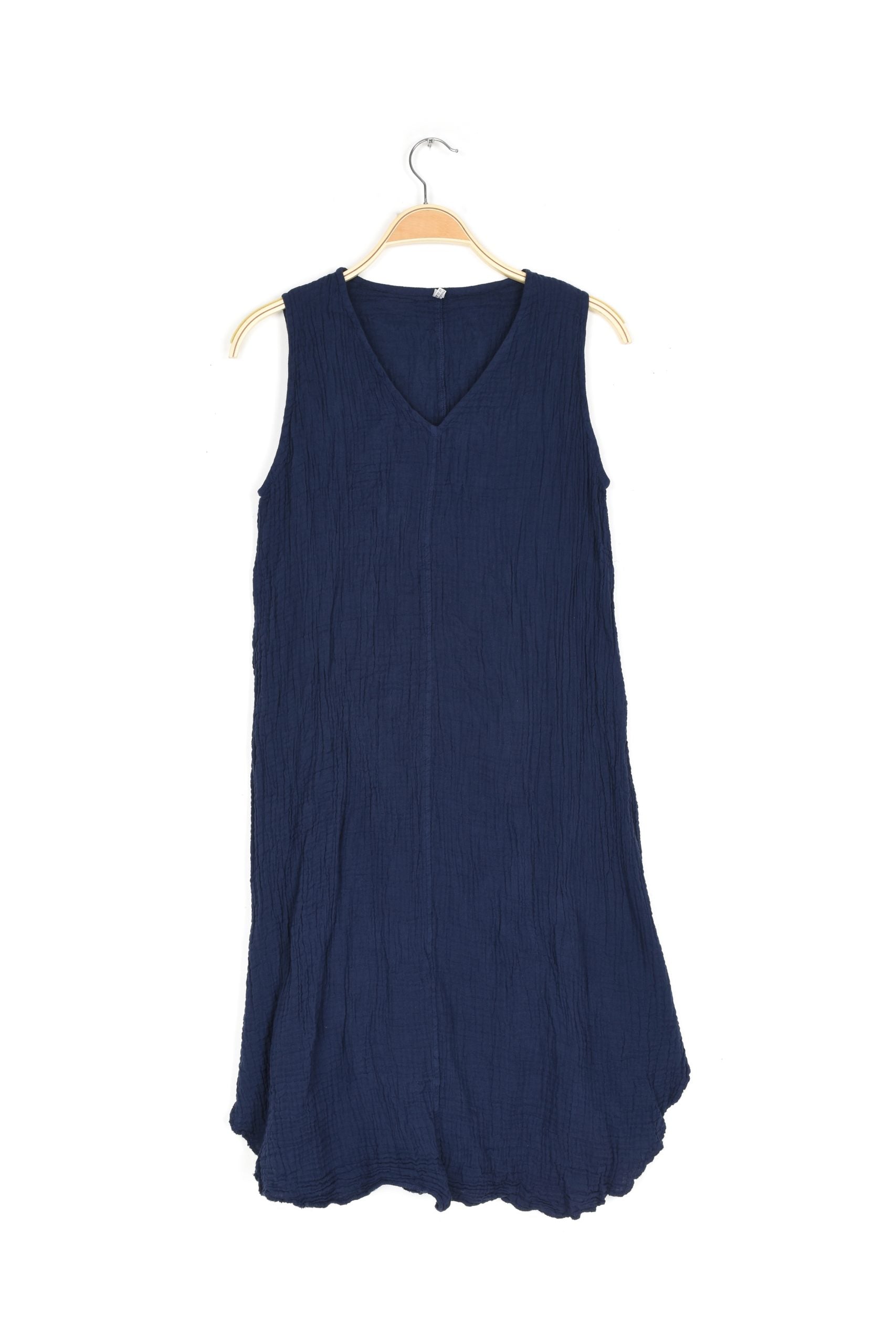 Haystacks dress Navy / Small/Medium Thai Cotton V Neck Dress