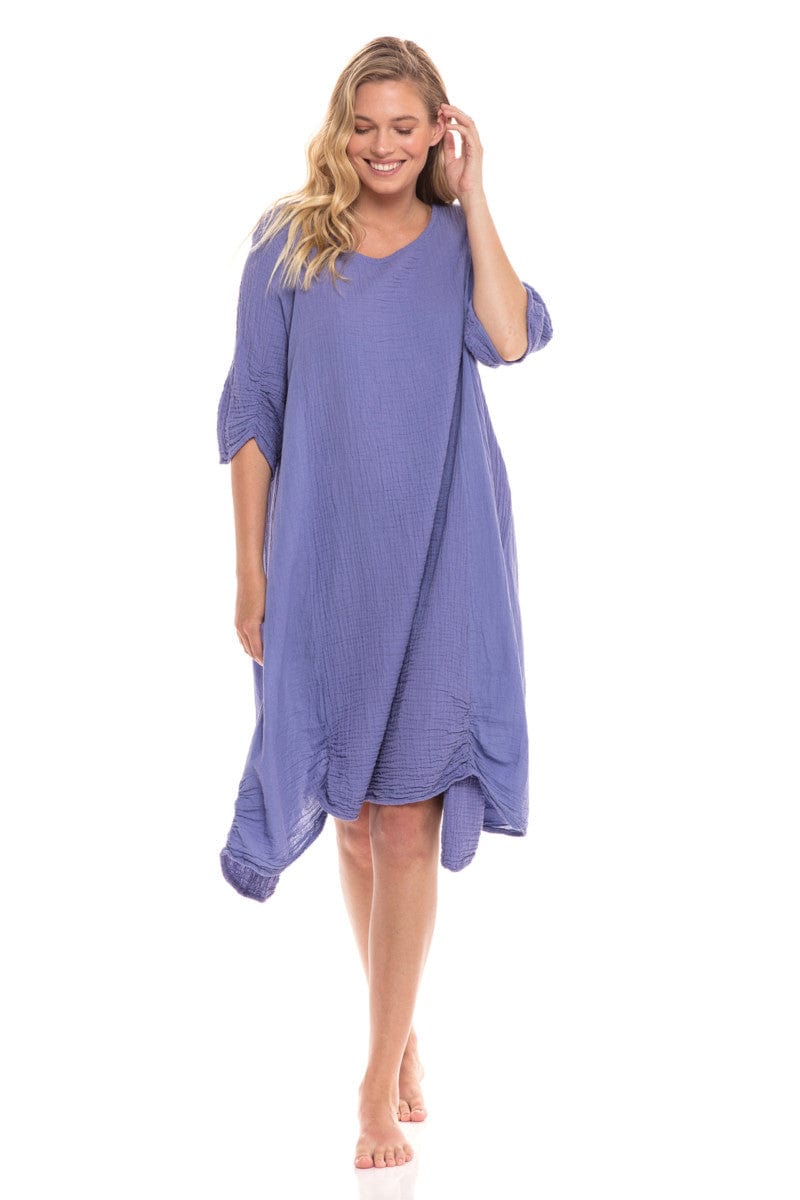 Haystacks Dress Thai Cotton 3/4 Sleeve Dress Lilac