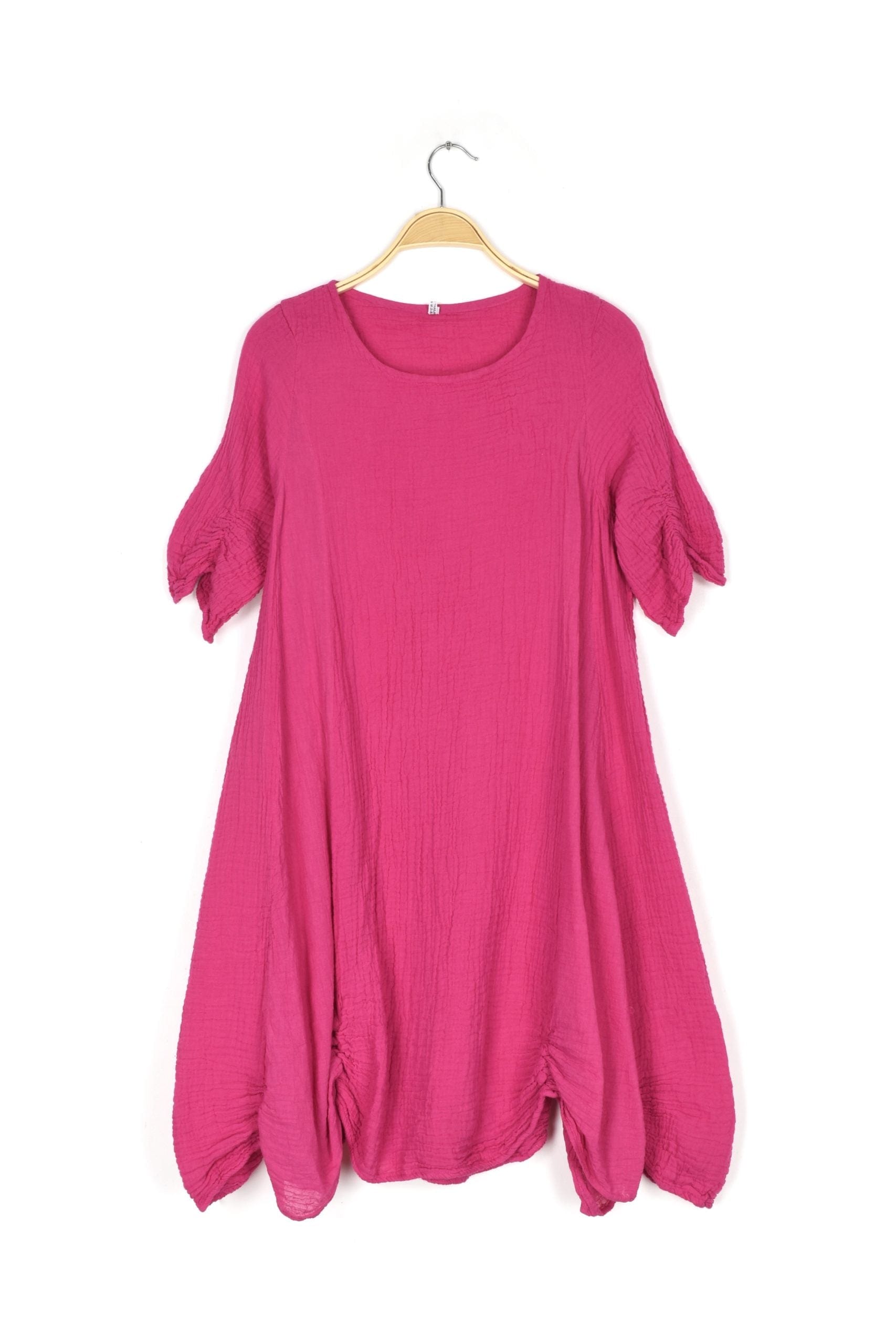 Haystacks Dress Thai Cotton 3/4 Sleeve Dress Lipstick Pink