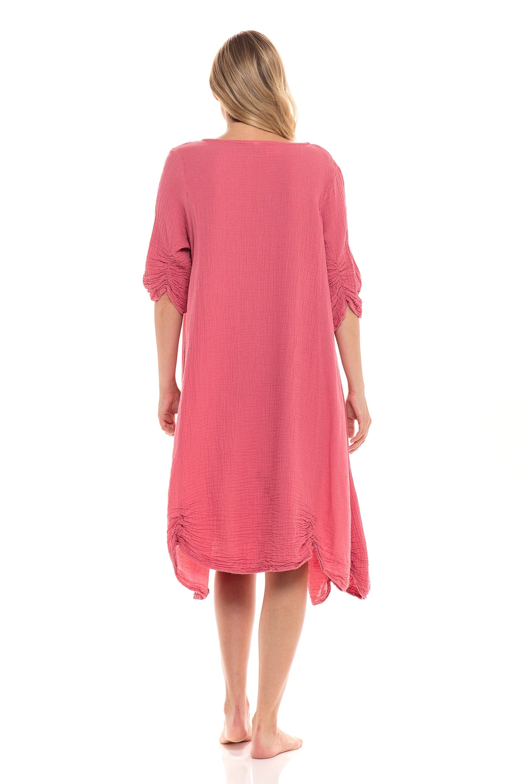 Haystacks Dress Thai Cotton 3/4 Sleeve Dress Shrimp Pink