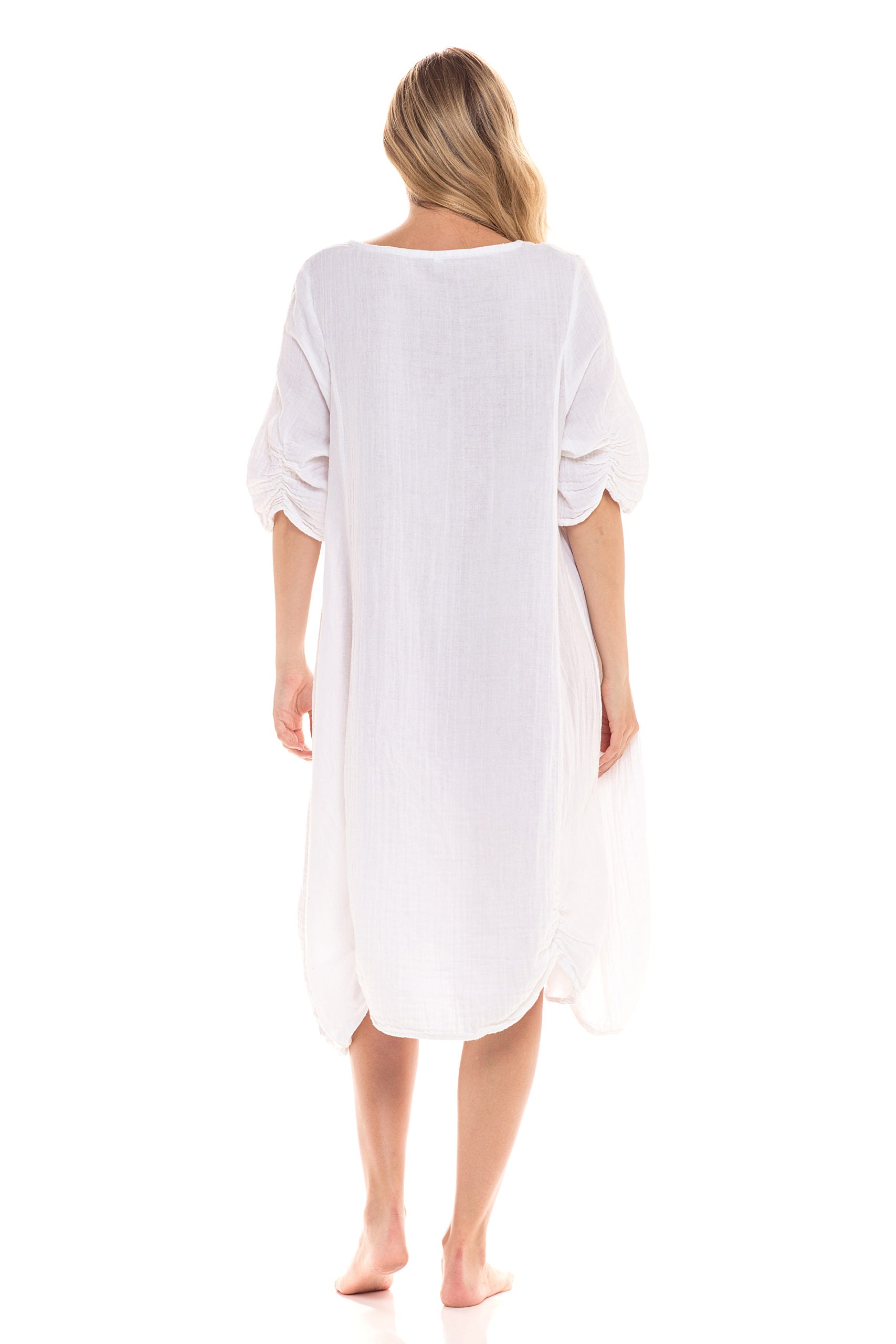 Haystacks Dress Thai Cotton 3/4 Sleeve Dress White