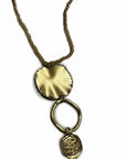 Haystacks jewelry Beaded Pendant Necklace with Hammered Gold Tone Pendant