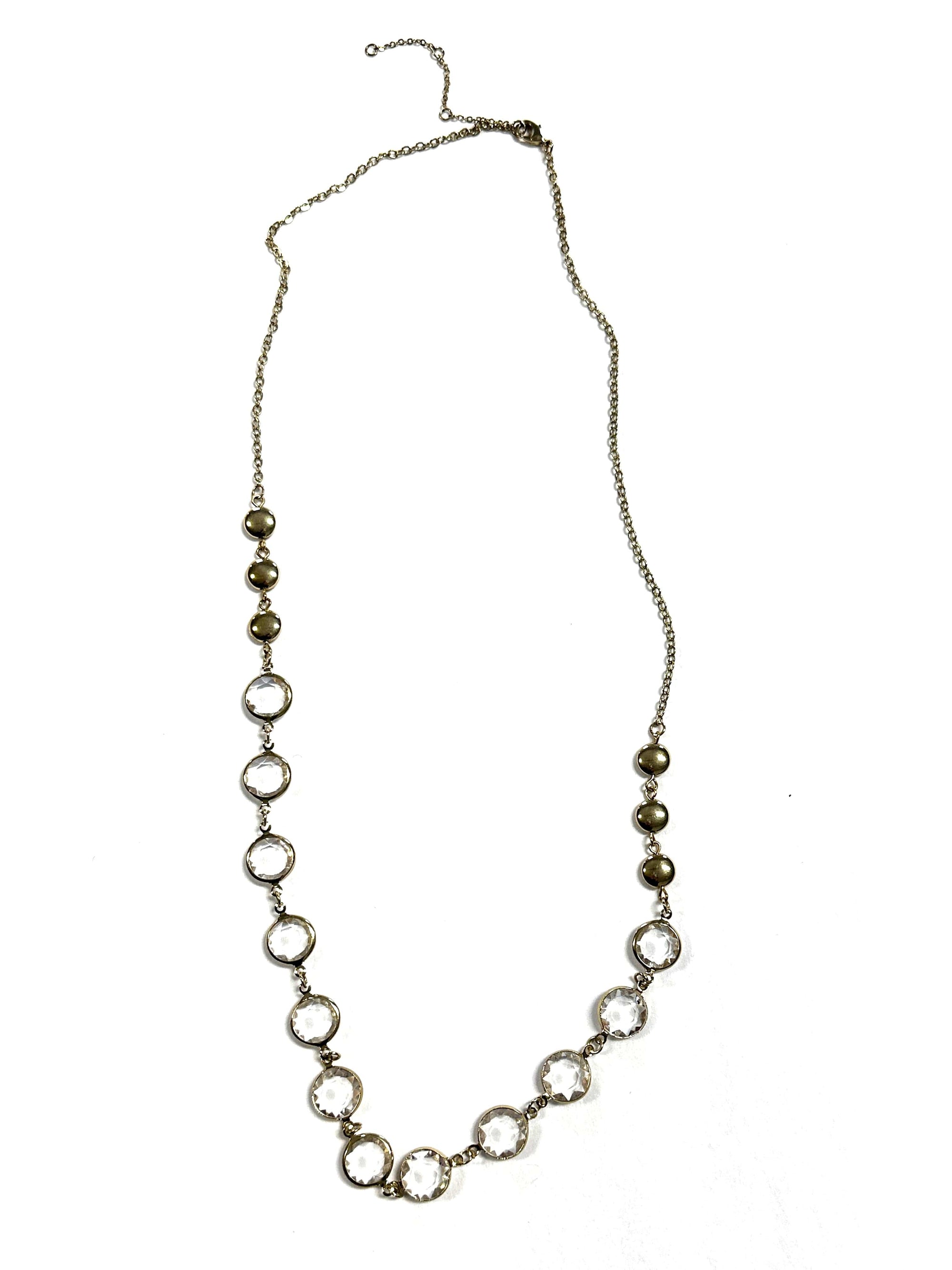 Haystacks jewelry gold tone crystal stone chain necklace