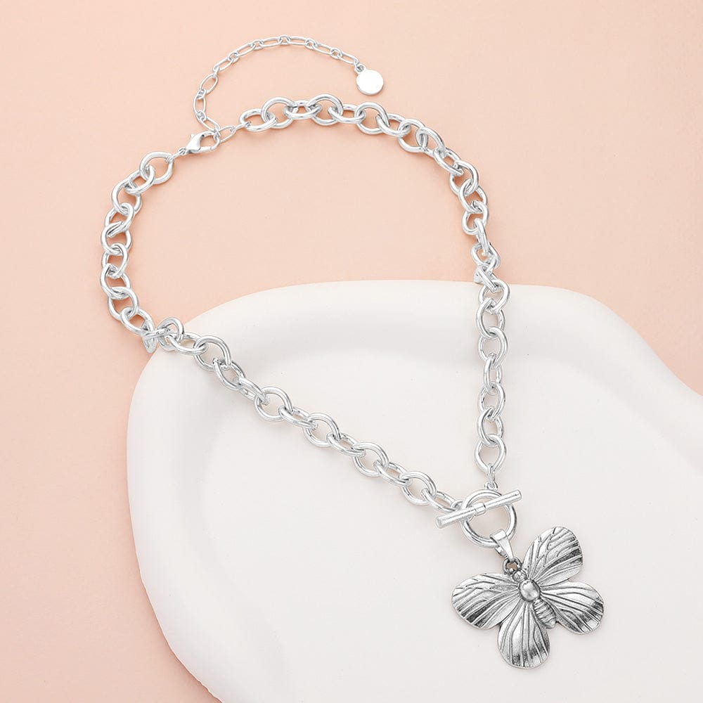 Haystacks necklace Brushed Silver Butterfly Necklace