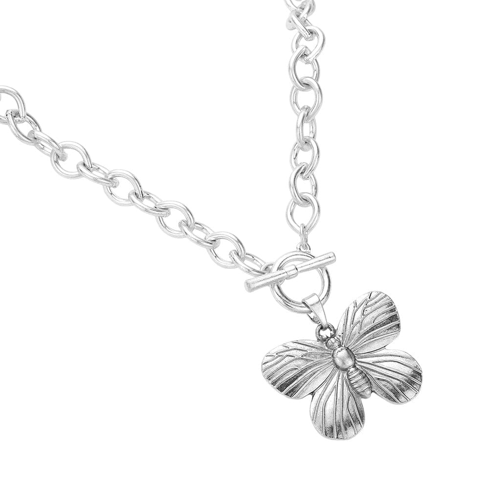 Haystacks necklace Brushed Silver Butterfly Necklace