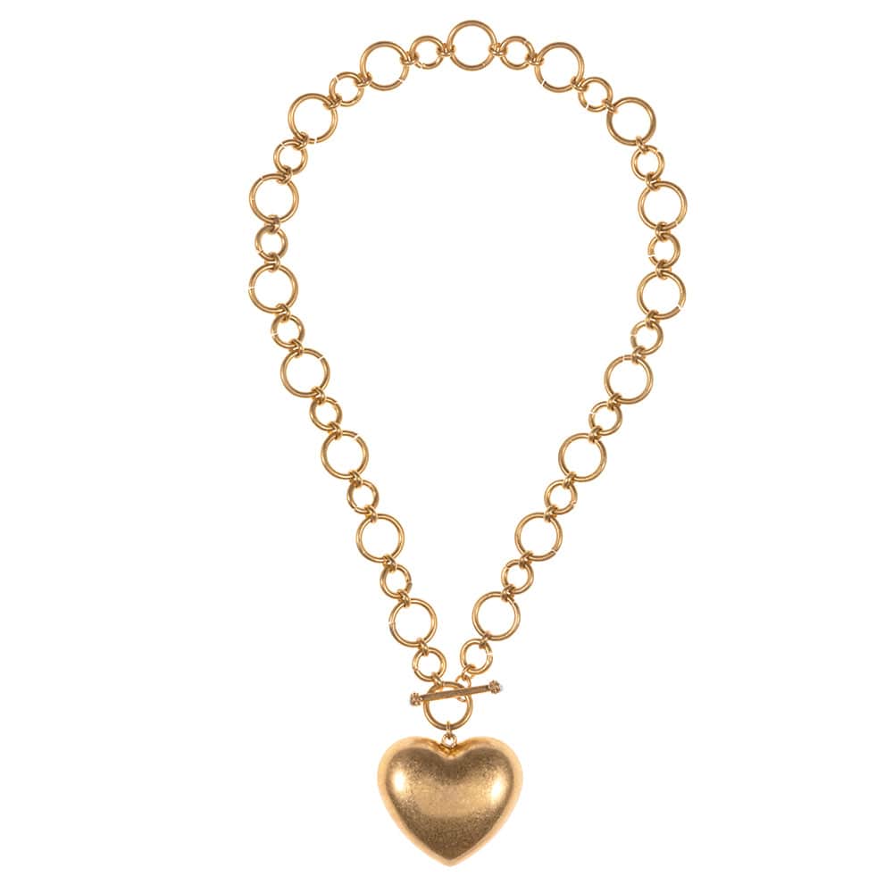 Haystacks Necklace Toggle Clasp Brushed Gold Heart Necklace