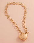 Haystacks Necklace Toggle Clasp Brushed Gold Heart Necklace