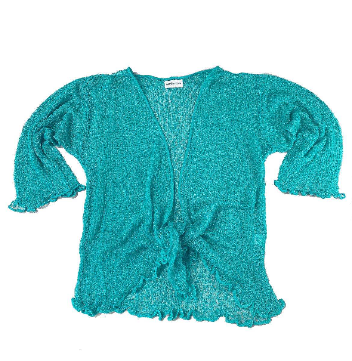 Haystacks shawl Lightweight Knit Cross Front Shrug - Sea Green