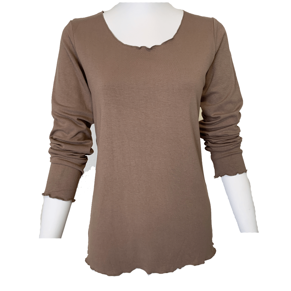 Haystacks shirt One Size/Free Size Everything Long Sleeve Lettuce Hem Tee - Desert Taupe