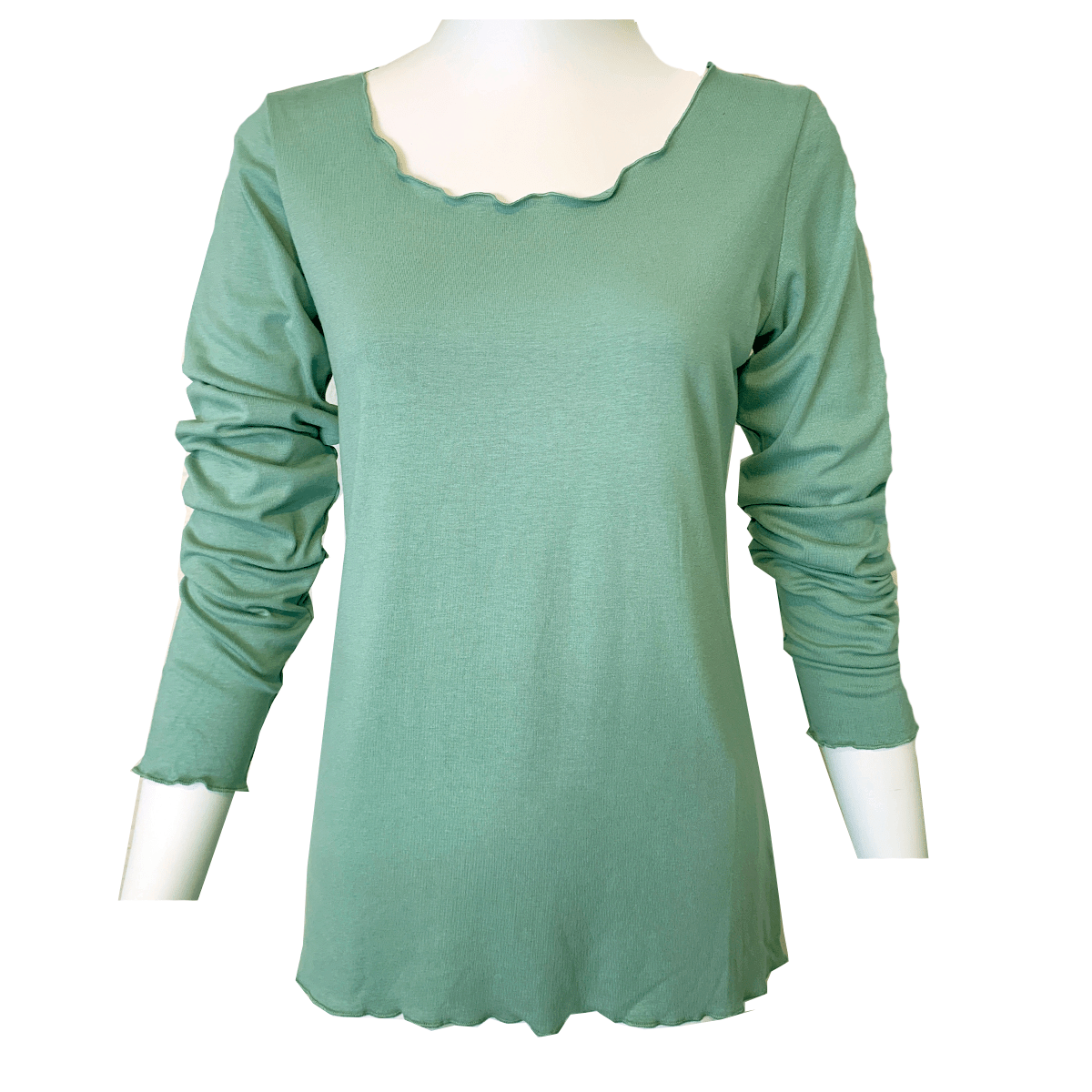 Haystacks shirt One Size/Free Size Everything Long Sleeve Lettuce Hem Tee - Seagrass