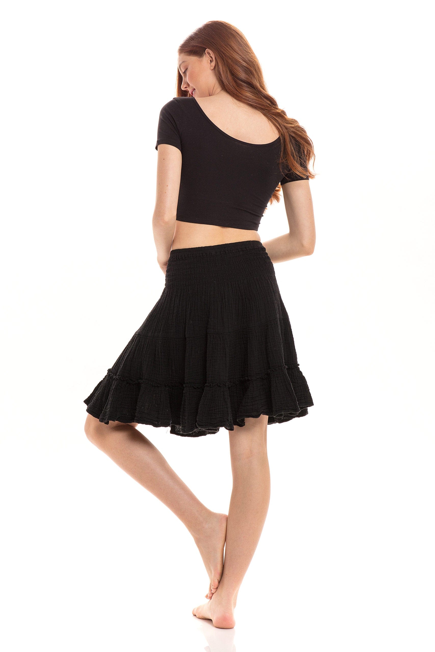 Haystacks skirt Thai Cotton Tiered Mini Skirt - Black