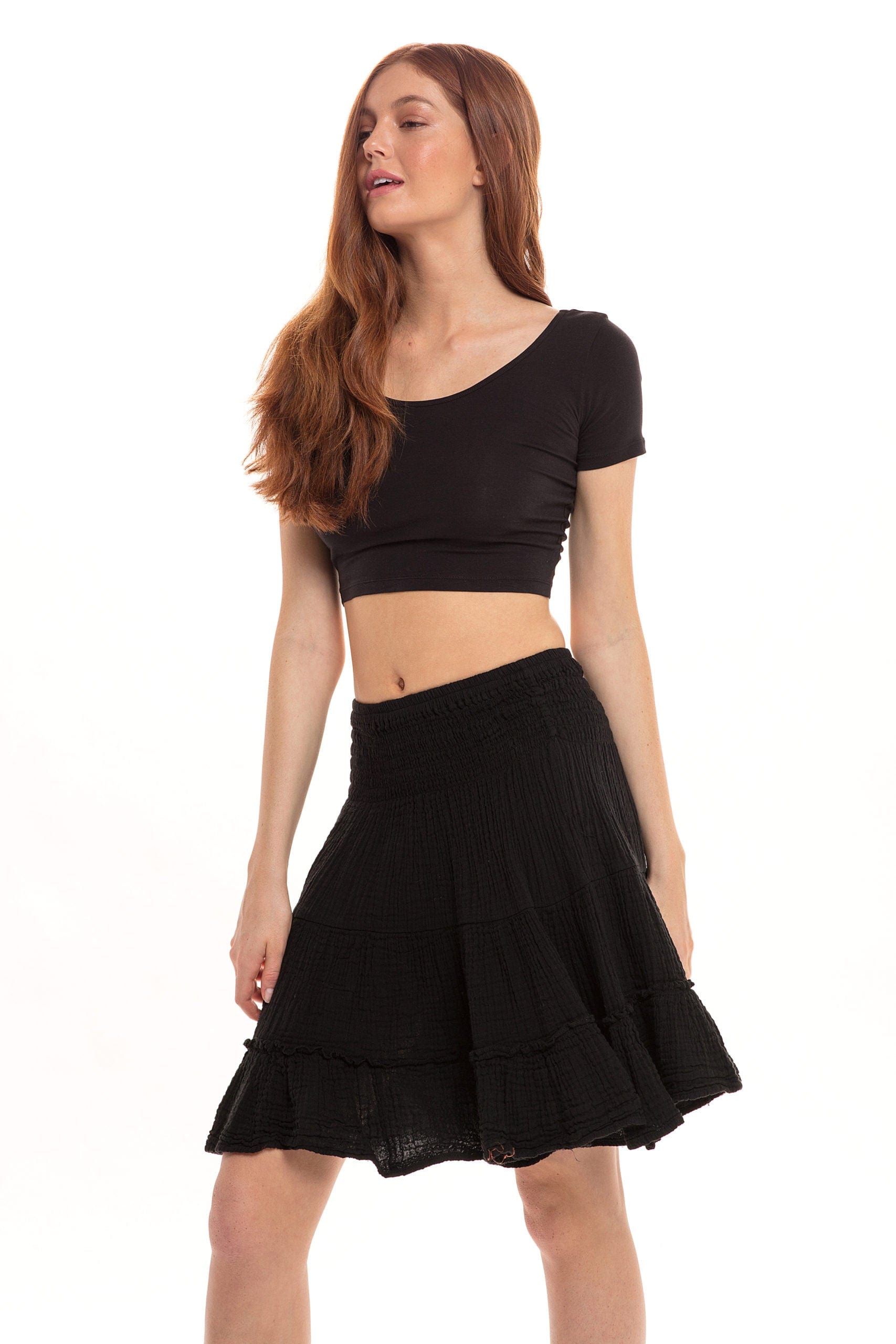 Haystacks skirt Thai Cotton Tiered Mini Skirt - Black