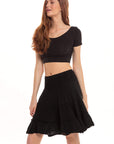 Haystacks skirt Thai Cotton Tiered Mini Skirt - Black