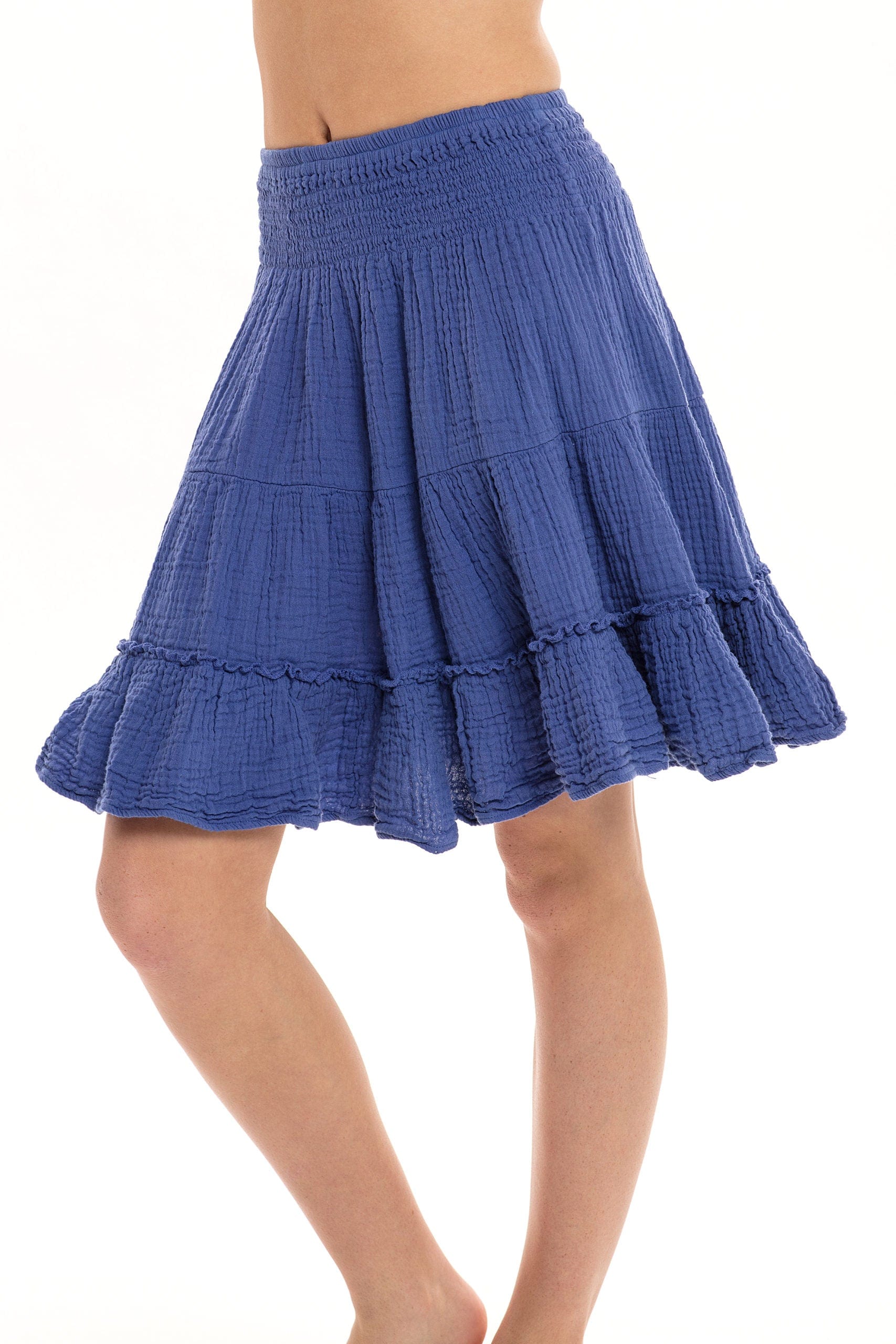 Haystacks skirt Thai Cotton Tiered Mini Skirt - Cornflower