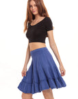 Haystacks skirt Thai Cotton Tiered Mini Skirt - Cornflower