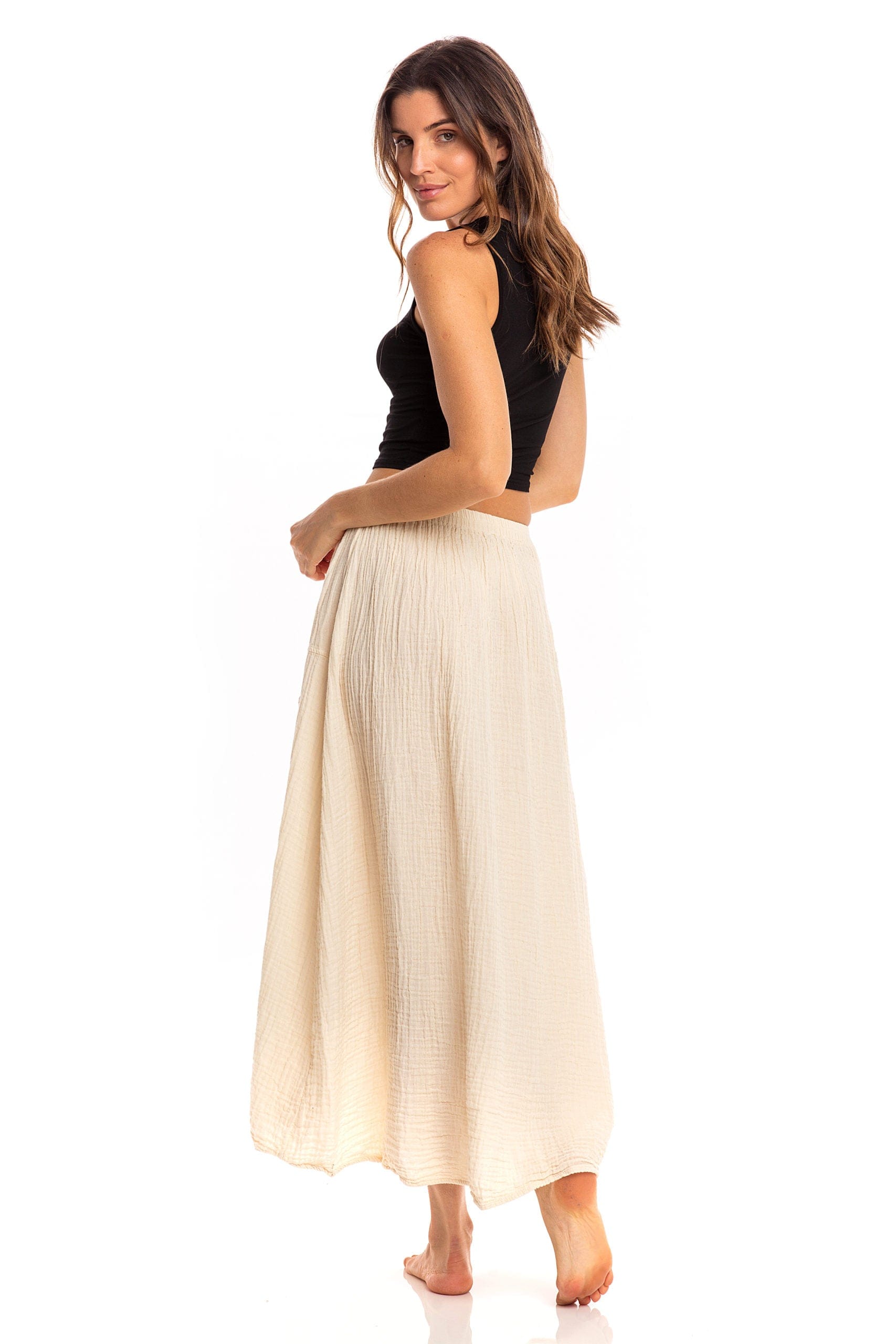 Haystacks skirt Thai Cotton Two Pocket Long Skirt - Natural