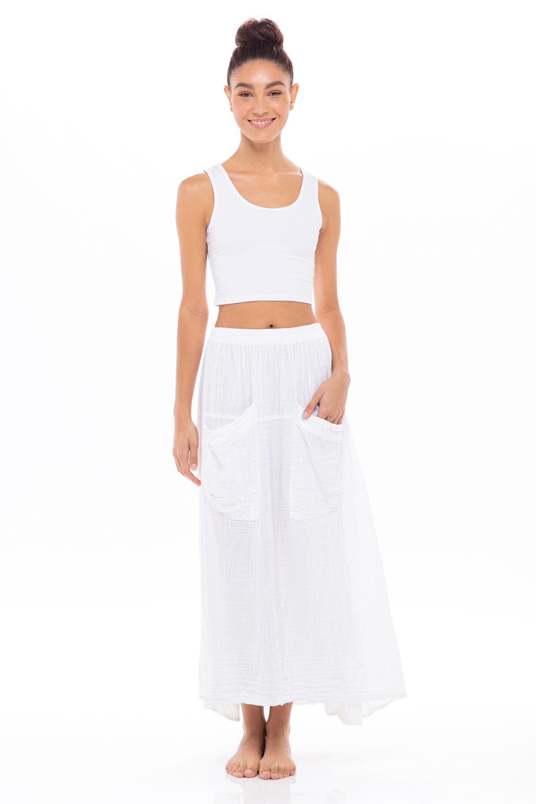 Haystacks skirt Thai Cotton Two Pocket Long Skirt - White