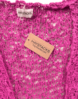 Haystacks Sweater Tie Front Popcorn Sweater Shrug (Fuchsia)