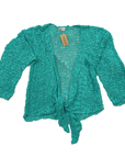 Haystacks Sweater Tie Front Popcorn Sweater Shrug (Sea Green)