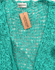 Haystacks Sweater Tie Front Popcorn Sweater Shrug (Sea Green)