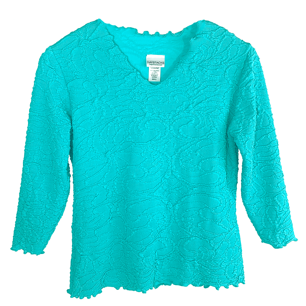 Haystacks top Blue Curacao Fluence Jacquard Knit Surreal Top