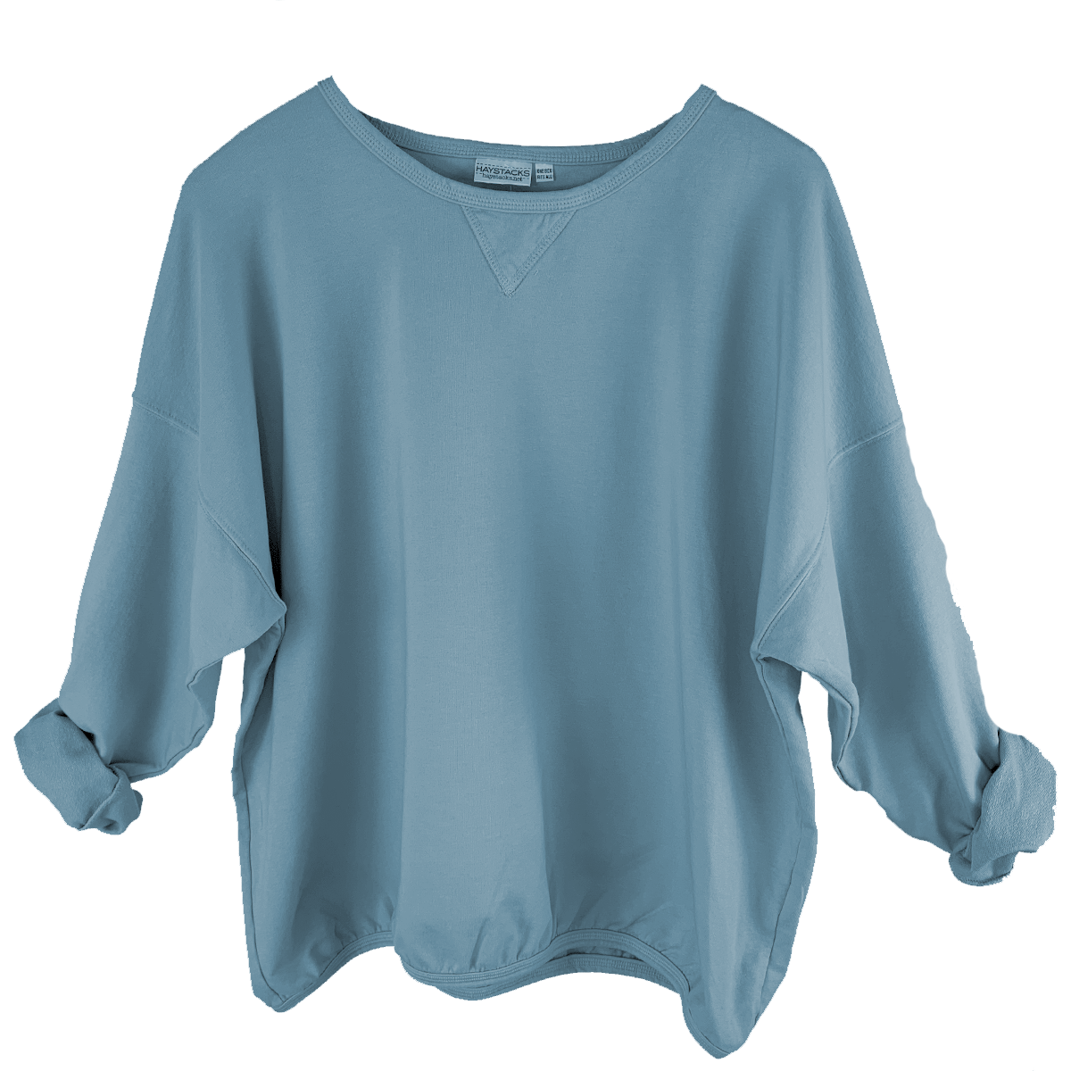 Haystacks top One Size/Free Size Leelanau Cotton Terry Boxy Sweatshirt (Bleu)