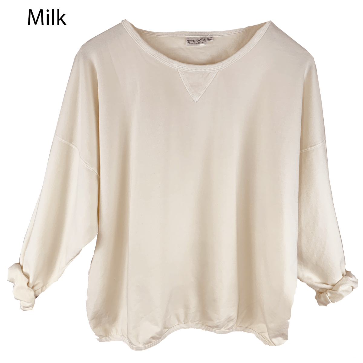 Haystacks top One Size/Free Size Leelanau Cotton Terry Boxy Sweatshirt (Milk)