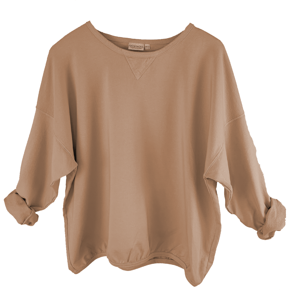 Haystacks top One Size/Free Size Leelanau Cotton Terry Boxy Sweatshirt (Mocha)