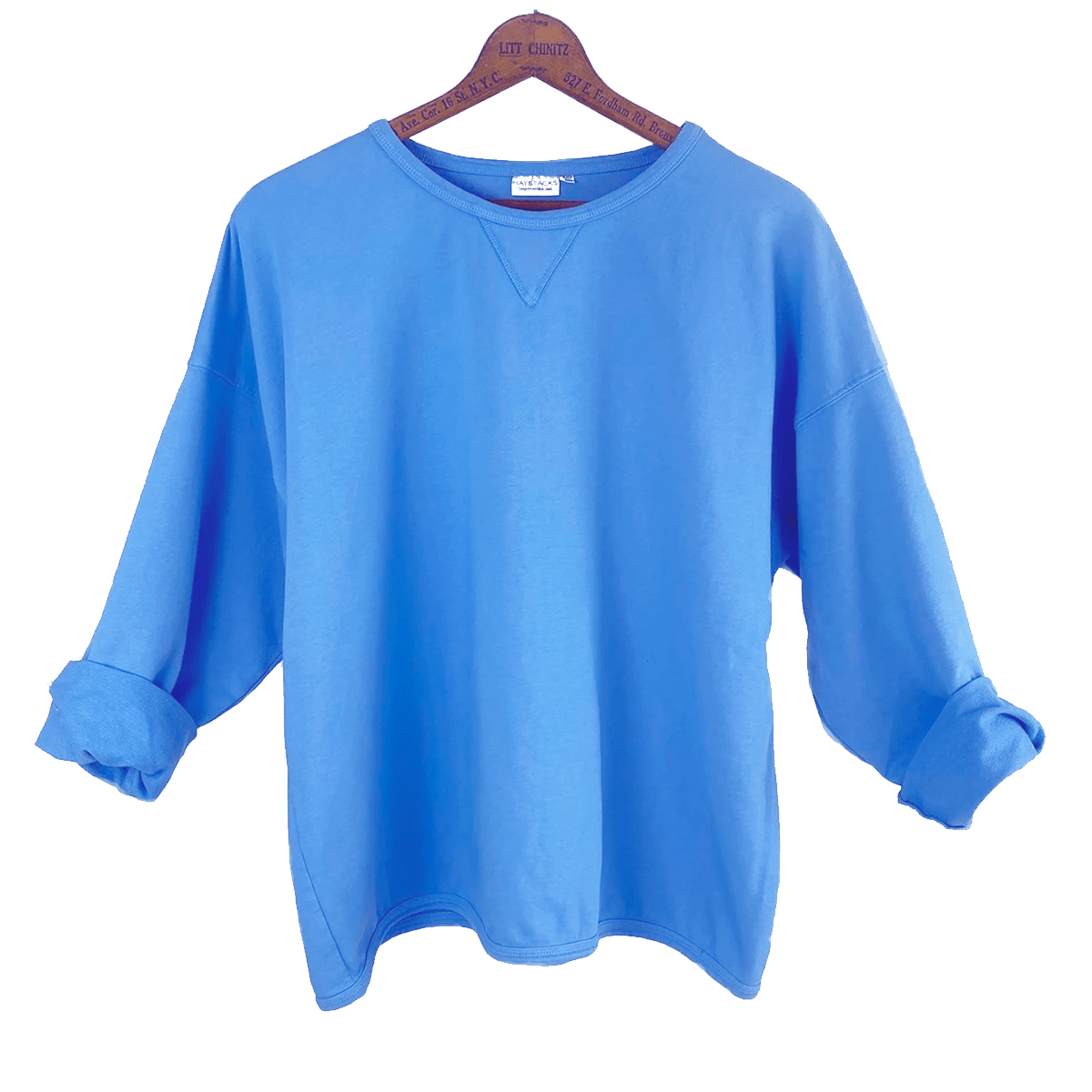 Haystacks top One Size/Free Size Leelanau Cotton Terry Boxy Sweatshirt (Ocean)