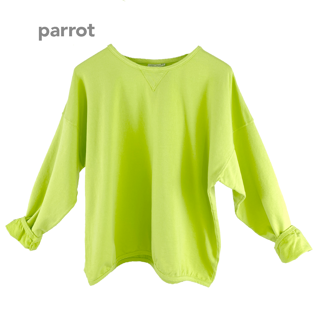 Haystacks top One Size/Free Size Leelanau Cotton Terry Boxy Sweatshirt (Parrot)