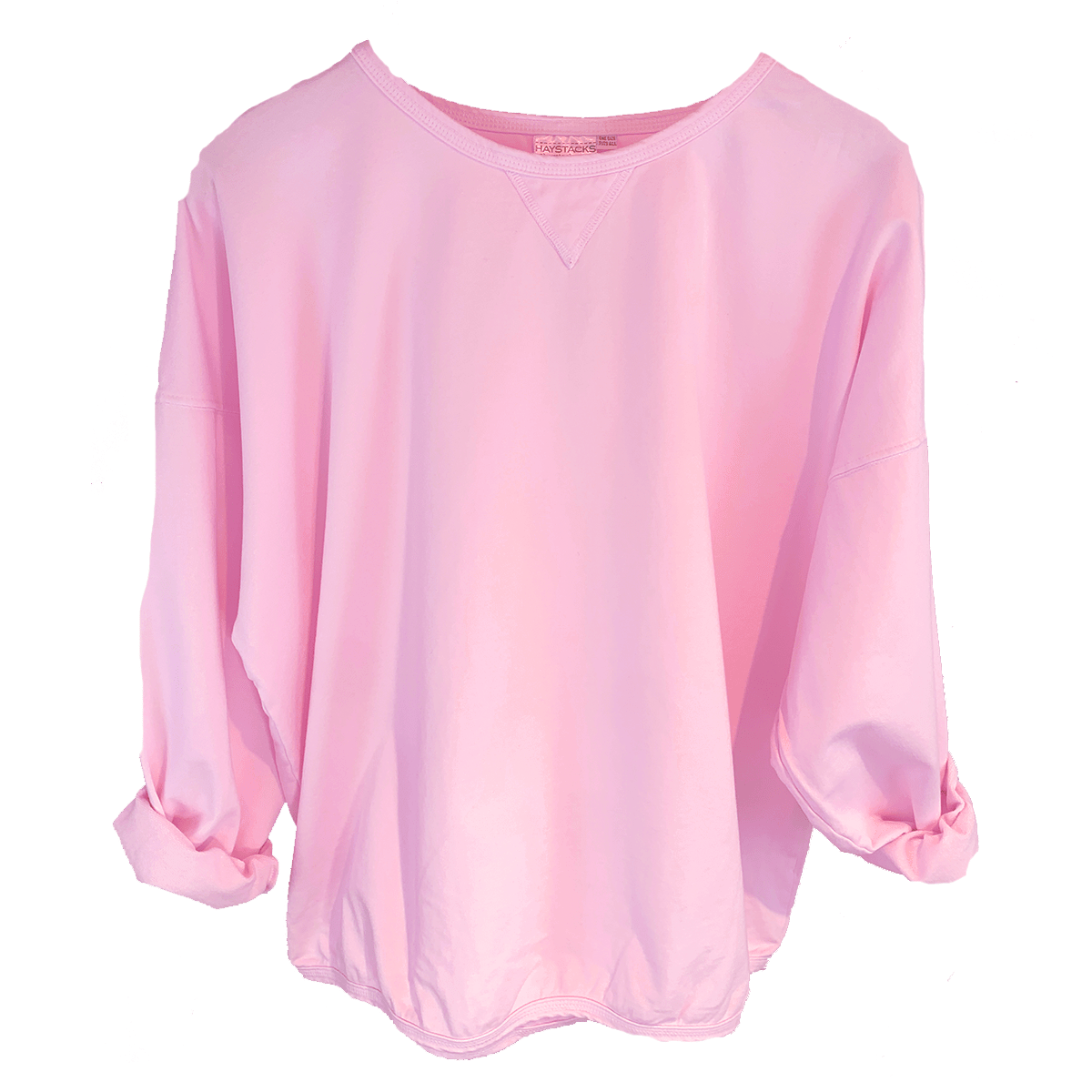 Haystacks top One Size/Free Size Leelanau Cotton Terry Boxy Sweatshirt (Peony)