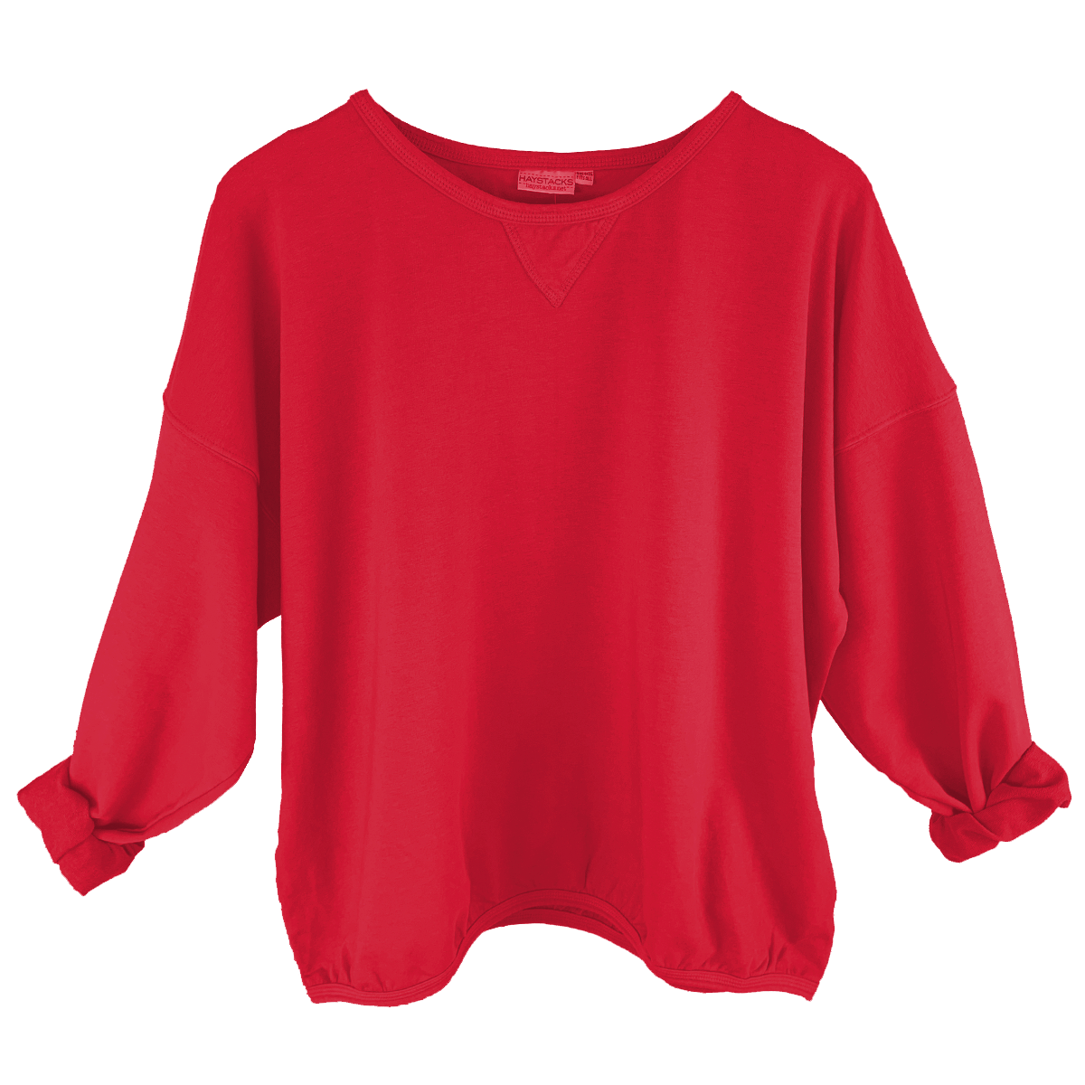 Haystacks top One Size/Free Size Leelanau Cotton Terry Boxy Sweatshirt (Scarlet)