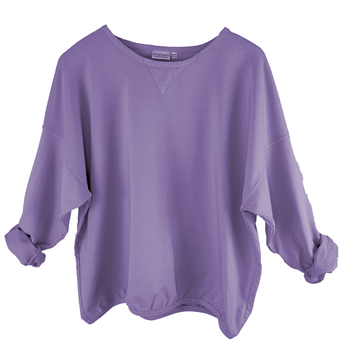 Haystacks top One Size/Free Size Leelanau Cotton Terry Boxy Sweatshirt (Thistle)