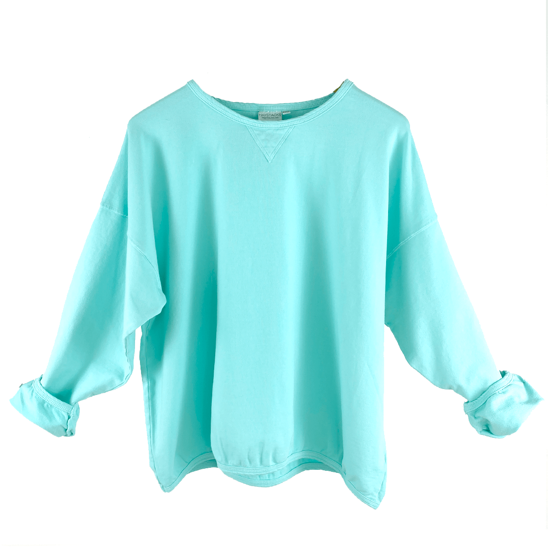 Haystacks top One Size/Free Size Leelanau Cotton Terry Boxy Sweatshirt (Tidepool)