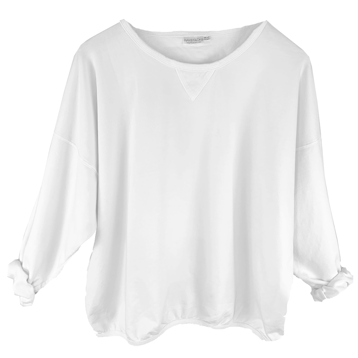 Haystacks top One Size/Free Size Leelanau Cotton Terry Boxy Sweatshirt (White)